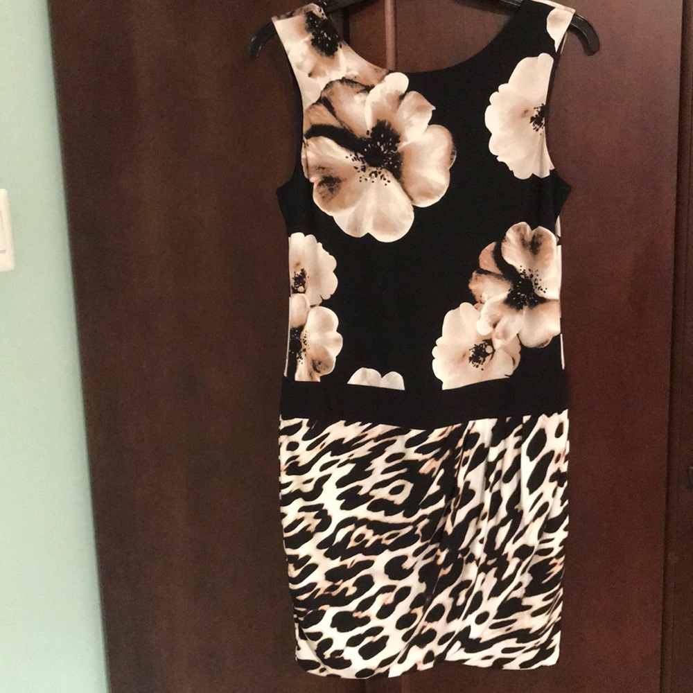 New York & Company Black and Cream Floral Mini Dress